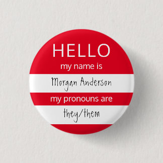 hallo Naam en Pronouns Badge Ronde Button 3,2 Cm