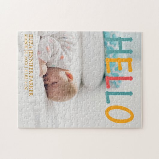 hallo naam en status van de geboortedatum van de b legpuzzel (Horizontaal)