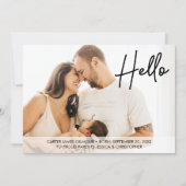 hallo Naam geboorte datum Oude ouders Foto's Aankondiging (Voorkant)