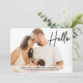 hallo Naam geboorte datum Oude ouders Foto's Aankondiging (Staand voorkant)