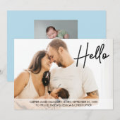 hallo Naam geboorte datum Oude ouders Foto's Aankondiging (Voorkant / Achterkant)