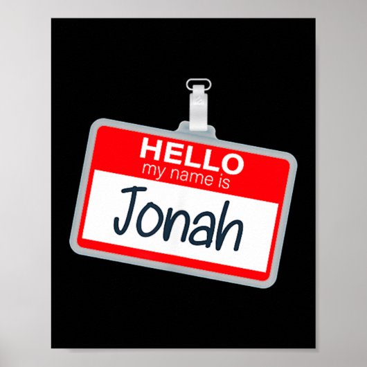 Hallo Naam Is Jonah Grappig Halloween Kostuum Naam Poster (Voorkant)