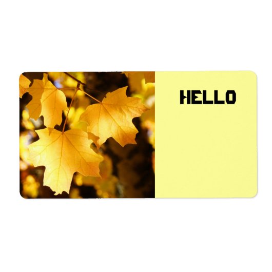 HALLO < Naam Labels Aangepaste Herfst Verlaat Herf (Voorkant)