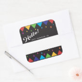 hallo naam markeert feestelijke kleurrijke partij vierkante sticker (Envelop)