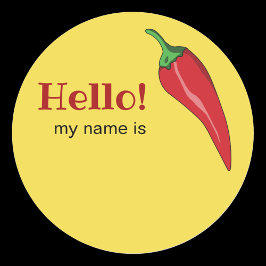 Hallo Naam met hete chili peper Ronde Sticker