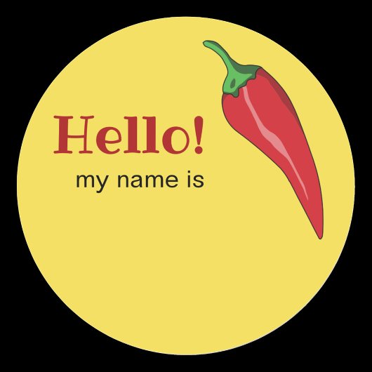 Hallo Naam met hete chili peper Ronde Sticker