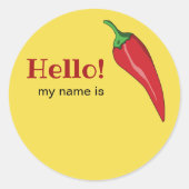 Hallo Naam met hete chili peper Ronde Sticker (Voorkant)