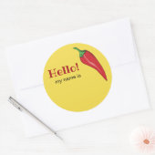 Hallo Naam met hete chili peper Ronde Sticker (Envelop)