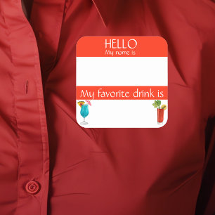 Hallo Naam Sticker Badge Fun Drink Cocktail