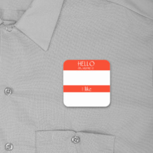 Hallo Naam Sticker Badge Grappig Feest humor