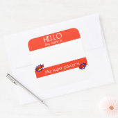 hallo Naam Tag Sticker Badge Funny Super Power (Envelop)