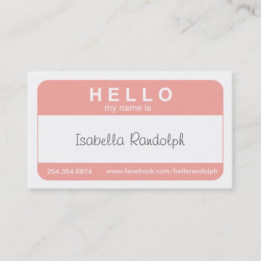 hallo Naam Tag Visitekaartje (Voorkant)