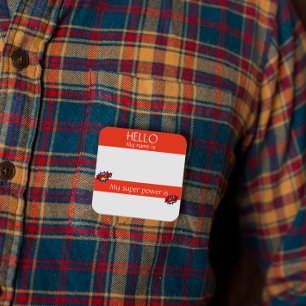 Hallo naamkaartje sticker badge grappig superkrach