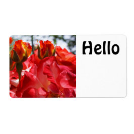 Hallo naamlabels Vakanties Rode Roos Bloemen Etiket