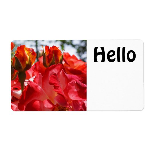 Hallo naamlabels Vakanties Rode Roos Bloemen Etiket (Voorkant)