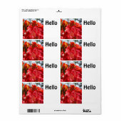 Hallo naamlabels Vakanties Rode Roos Bloemen Etiket (Full Sheet)