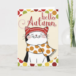 hallo najaar Kaart - Cute Herfst Season Kat