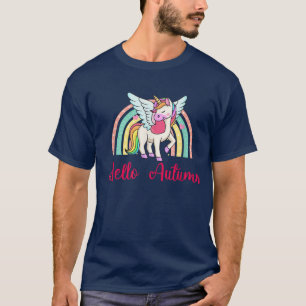 hallo Najaars schattig eenhoornregenboogpatroon T-shirt