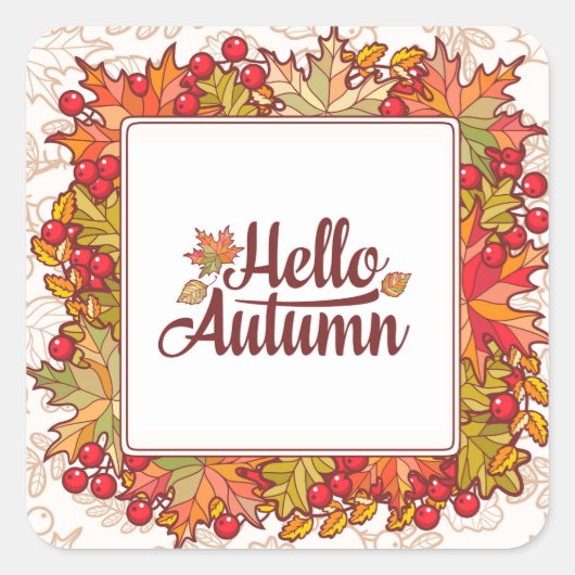 hallo Najaarsbijeenkomst Herfst Thanksgiving Flora Vierkante Sticker (Voorkant)