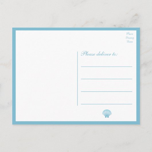 Hallo Nautische Shell Beach Wedding Uitnodiging Briefkaart (Achterkant)