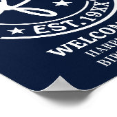 Hallo Navy Blue € 50 verjaardagsfeest welkom Poster (Hoek)
