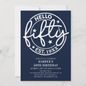 Hallo Navy Blue 50ste verjaardag Kaart (Voorkant)