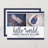 Hallo Navy World Foto Aankondiging Geboorte (Voorkant / Achterkant)