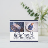 Hallo Navy World Foto Aankondiging Geboorte (Staand voorkant)