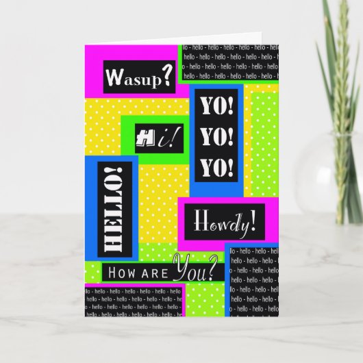 Hallo Nee! Hoe gaat het met je? voor vriend, gedic Kaart (Voorkant)