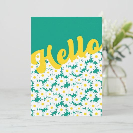 Hallo Negatieve ruimte Daisies Bedankkaart (Staand voorkant)