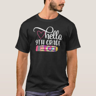 hallo negende klas verf terug naar school leraarss t-shirt