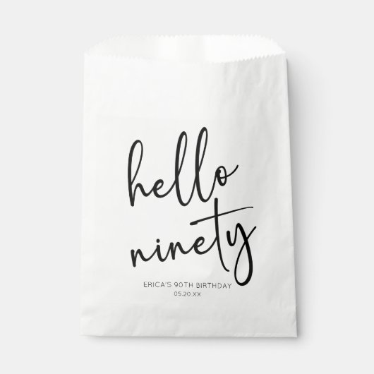 Hallo negentig minimalistisch eenvoudig 90ste verj bedankzakje (Voorkant)
