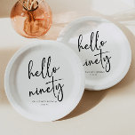 Hallo negentig minimalistisch eenvoudig 90ste verj papieren bordje<br><div class="desc">Hallo Dit zijn de Minimalistische Black White 90th Birthday Party Paper Borden!</div>