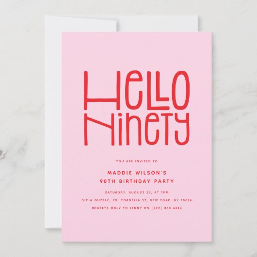 HALLO NEGENTIG Moderne 90e Verjaardag Kaart (Voorkant)