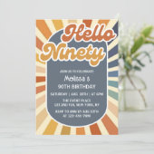 Hallo negentig Retro Sun Groovy Wave 90ste verjaar Kaart (Staand voorkant)