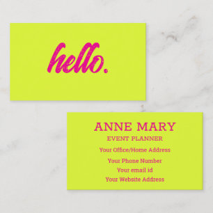 Hallo Neon Chartreuse Geel Hot Pink Modern 2025 Visitekaartje