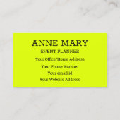 Hallo Neon Chartreuse Geel Kleurrijke Typografie Visitekaartje (Achterkant)