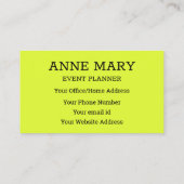 Hallo Neon Chartreuse Gele Typografie Modern Visitekaartje (Achterkant)