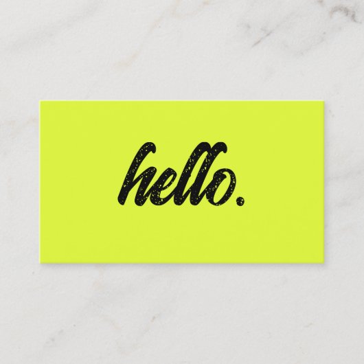 Hallo Neon Chartreuse Gele Typografie Modern Visitekaartje (Voorkant)