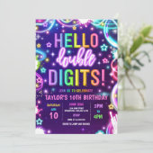 Hallo Neon Glow Dubbele cijfers 10e verjaardagsfee Kaart (Staand voorkant)