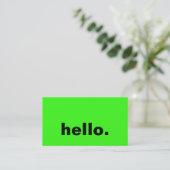 Hallo Neon Green Bright Kleurrijke Typografie Cust Visitekaartje (Staand voorkant)