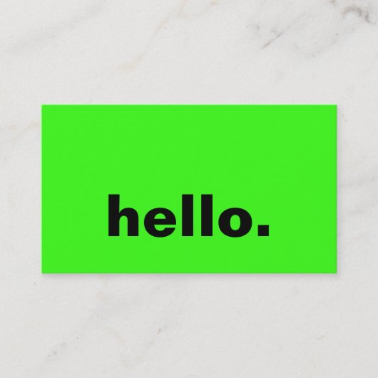 Hallo Neon Green Bright Kleurrijke Typografie Cust Visitekaartje (Voorkant)