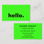 Hallo Neon Green Visitekaartje (Voorkant / Achterkant)