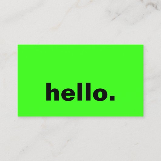 Hallo Neon Green Visitekaartje (Voorkant)