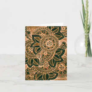 hallo Neon Oranje Black Damask India Mandala Blank Kaart
