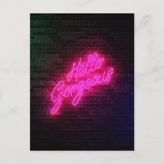hallo - Neon SIgn Briefkaart