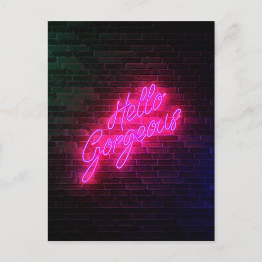 hallo - Neon SIgn Briefkaart (Voorkant)