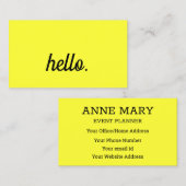 Hallo Neon Yellow Kleurrijke Cool Typography Scrip Visitekaartje (Voorkant / Achterkant)