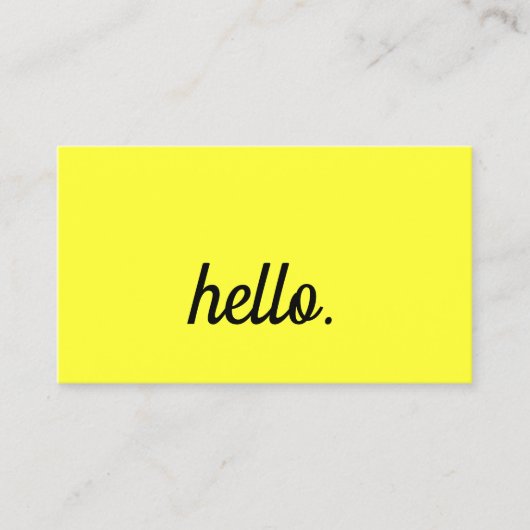 Hallo Neon Yellow Kleurrijke Cool Typography Scrip Visitekaartje (Voorkant)