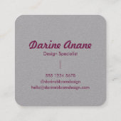 Hallo Neutraal Grijs & Paarse Casual Script Stijlv Vierkante Visitekaartje (Achterkant)